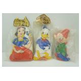 Vintage Disney Plush Dolls. Approx 16" tall. Dopey, Snow White, Donald Duck