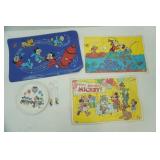 Vintage Walt Disney Productions Mickey Mouse Club Collector melamine plate, place mats, kids flatware