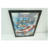 Framed Captain America 3D Holographic art print. 12"x17.5"