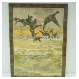 Framed Vintage reproduction print of a 1909 DuPont gunpowder ad "Brant" by Lynn Bogue Hunt 17"x23"