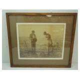 Framed Sepia Toned reproduction print of The Angelus by Jean-Francois Millet 22"x 19"