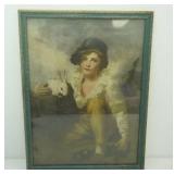 vintage reproduction art print of "Boy and Rabbit" by Scottish painter Sir Henry Raeburn 13"x 17"