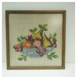 vintage framed needlepoint artwork 10x10"