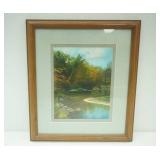 Framed Landscape Art Print. 12.5"x15" Virginia Coudron 1992.
