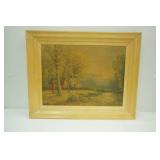 Framed Artwork. Vintage Landscape painting "Rustic Homestead" by Robert Wood. 20"x16"