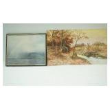 vintage watercolor landscape painting C. Chadbourn?