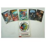 (1st edition) 1965 hardcover edition of The Great Comic Book Heroes by Jules Feiffer; Vintage DC & Marvel Comics 5ct
