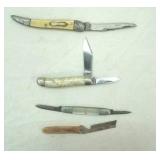 Vintage mother of pearl folding pocket knives (4ct)