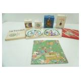 Vintage Collectible Disney Christmas Plates, Ornaments, Wrapping Paper. In original boxes