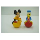 Vintage 1970s Gabriel Walt Disney Productions roly-poly rocking toy. Mickey & Donald