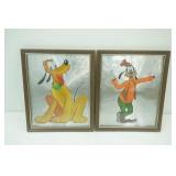 Vintage 8x10 Walt Disney Productions Foil Art Prints: Goofy & Pluto