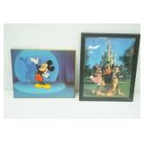 Vintage 8x10 Mickey Mouse Wooden Wall Plaque & 8x10 Walt Disney World Framed Photo Print