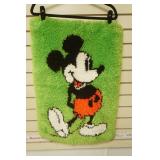Vintage Disney Mickey Mouse Latch Hook Wall Hanging 19"Wx28"H