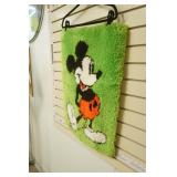 Vintage Disney Mickey Mouse Latch Hook Wall Hanging 19"Wx28"H