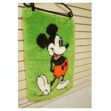 Vintage Disney Mickey Mouse Latch Hook Wall Hanging 19"Wx28"H