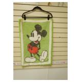 Vintage Disney Mickey Mouse Latch Hook Wall Hanging 19"Wx28"H