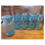 9 Blue Quart Jars