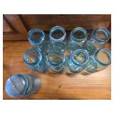 9 Blue Quart Jars