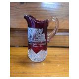 Bushkill PA Small Pitcher Red Glass