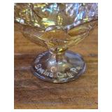 Spring Day, PA Vintage Orange Iridescent Pressed Glass Pedestal Dish