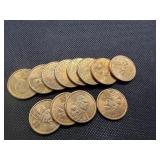 Twelve BU 2000 P Sacajawea Dollars