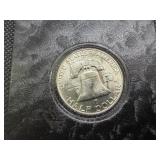 1959-D Brilliant Uncirculated Silver Franklin Half Dollar