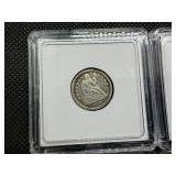 Four Silver Liberty Seated Dimes: 1856 (2), 1858, and 1891