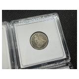 Four Silver Liberty Seated Dimes: 1856 (2), 1858, and 1891