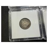 Four Silver Liberty Seated Dimes: 1856 (2), 1858, and 1891