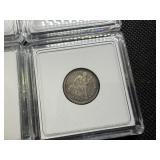 Four Silver Liberty Seated Dimes: 1856 (2), 1858, and 1891