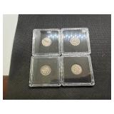 Four Silver Liberty Seated Dimes: 1856 (2), 1858, and 1891
