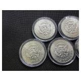 Five BU 1964-D 90% Silver Kennedy Half Dollars