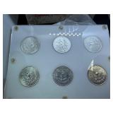 Six Beautiful Uncirculated New Orleans Mint Silver Morgan Dollars in a Capital Case- 1898-O, 1899-O, 1900-O, 1901-O, 1902-O, and 1904-O
