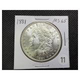 1881 Morgan Silver Dollar Marked MS65 When Purchased - Nice Mint Luster!!
