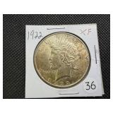 1922 Peace Silver Dollar Marked XF When Purchased