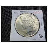 1922 Peace Silver Dollar Marked MS65 When Purchased - Nice Mint Luster!!