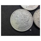 Three Silver Morgan Dollars: 1921 P-D-S