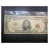 1963 Red Seal Five Dollar Bill