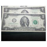 Ten Sequential $2 Bills