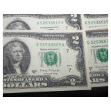 Ten Sequential $2 Bills
