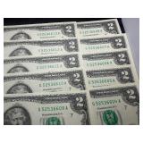 Ten Sequential $2 Bills