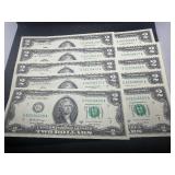 Ten Sequential $2 Bills