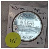 2016 Canada Ship Silver $1, Proof, UNC