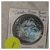 1980 Canada Silver Polar Bear $1 UNC