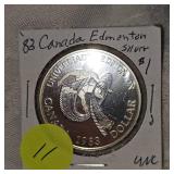 1983 Canada Silver Edmonton $1 UNC