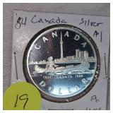 1984 Canada "Toronto" Silver $1 UNC