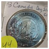 2013 Canada Dog Sled Silver $1 UNC