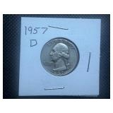 1957 D Silver Washington Quarter