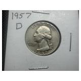 1957 D Silver Washington Quarter