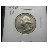 1958 D Silver Washington Quarter